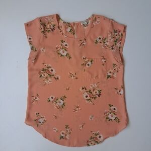 Lily White flowered blouse for‎ women slim size S Polyester